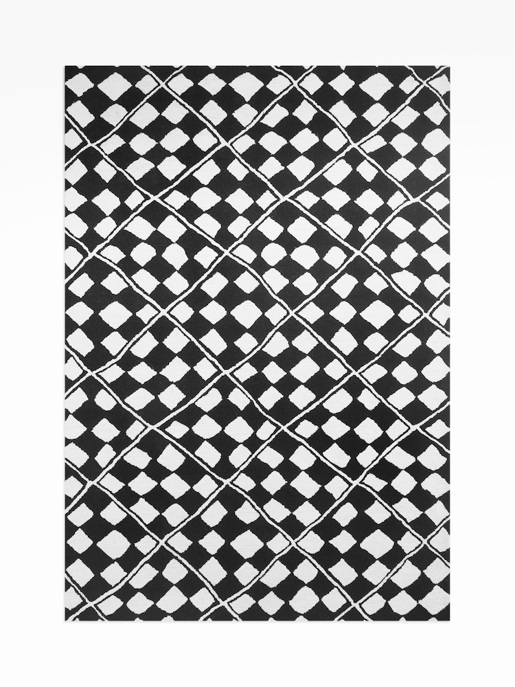 Rockett St George Black Checkerboard Diamond Tufted Rug - Image 4 of 4 Rockett St George Black Checkerboard Diamond Tufted Rug - Image 4 of 4