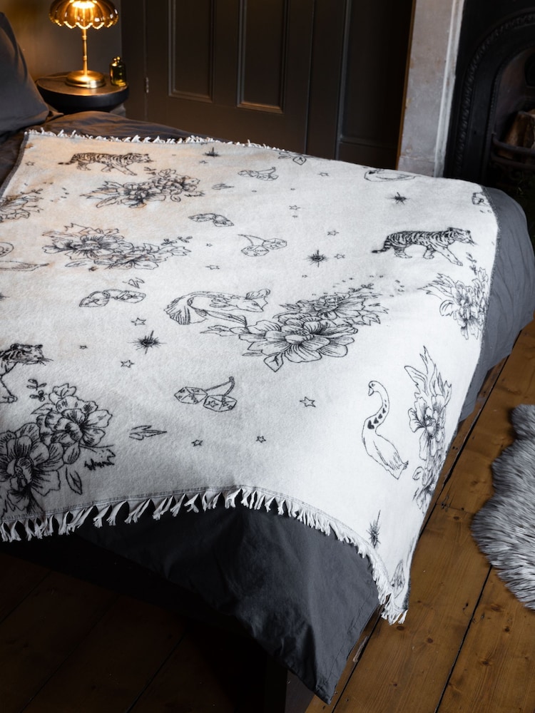 Rockett St George Mono Fine Lines Brushed Throw - Image 1 of 5
