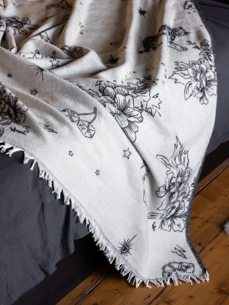 Rockett St George Mono Fine Lines Brushed Throw - Image 2 of 5