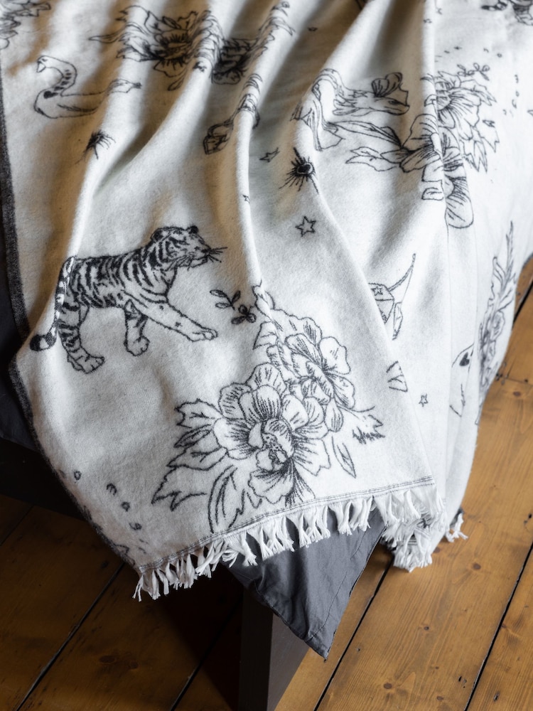 Rockett St George Mono Fine Lines Brushed Throw - Image 5 of 5