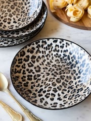 Rockett St George Set of 4 Leopard Love Print Pasta Bowls - Image 3 of 3
