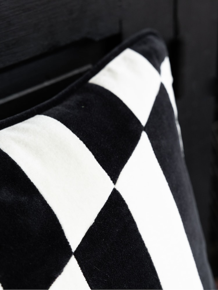 Rockett St George Mono Stripe Velvet Cushion - Image 2 of 3