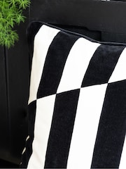 Rockett St George Mono Stripe Velvet Cushion - Image 3 of 3