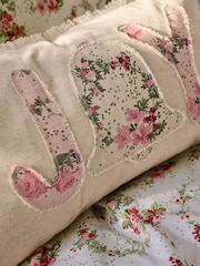 Shabby Chic by Rachel Ashwell® Natural Joy Applique Slogan Christmas Cotton Linen Cushion - Image 2 of 4