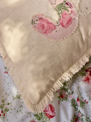 Shabby Chic by Rachel Ashwell® Natural Joy Applique Slogan Christmas Cotton Linen Cushion - Image 3 of 4