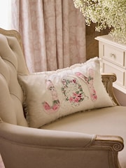 Shabby Chic by Rachel Ashwell® Natural Joy Applique Slogan Christmas Cotton Linen Cushion - Image 4 of 4