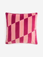 Rockett St George Pink Stripe Panelled Cotton Velvet Cushion - Image 4 of 5
