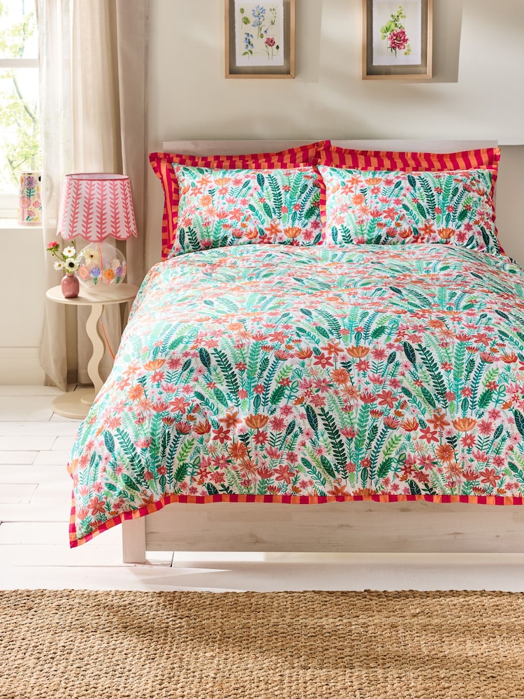 Lucy Tiffney Rose Dahlias 180 Thread Count Duvet Cover and Pillowcase Set - Image 1 of 5