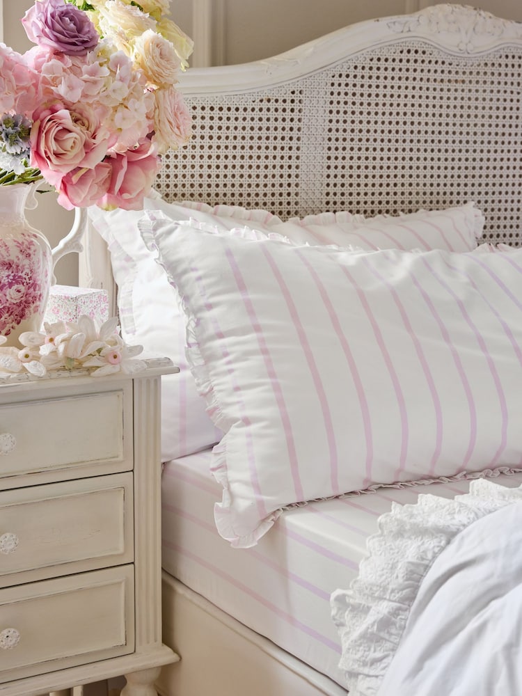 Shabby Chic by Rachel Ashwell® Set of 2 Pink Cabana Stripe Petite Ruffle 180 Thread Count Pillowcases - Image 2 of 4