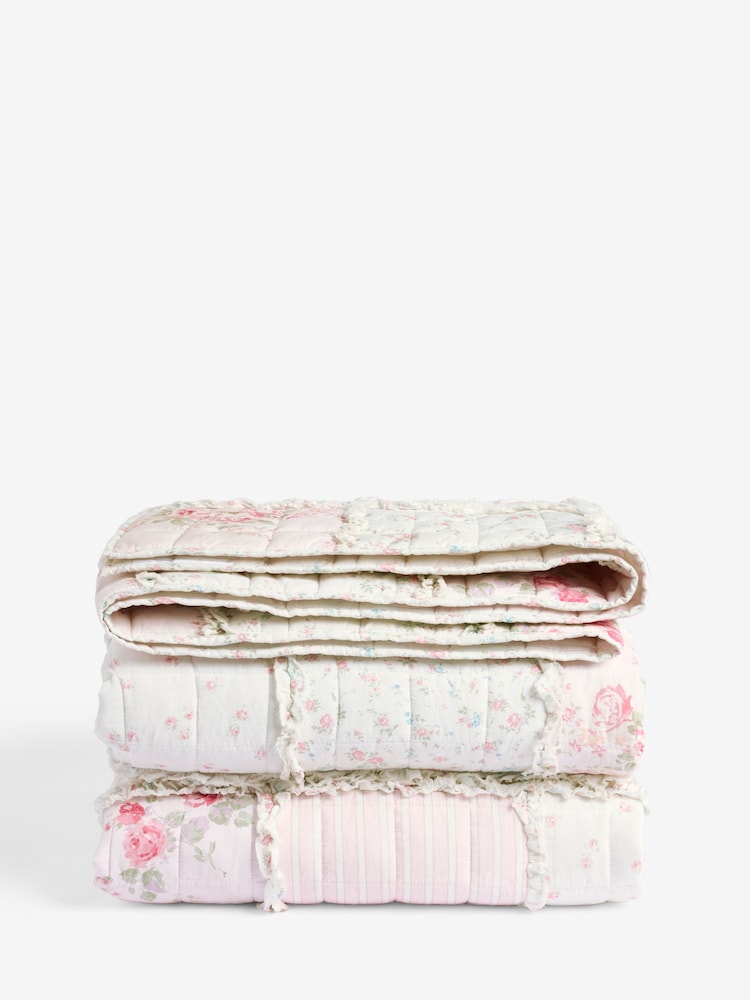Shabby Chic by Rachel Ashwell® Pink Floral Print Ruffled Patchwork Bedspread - Image 4 of 4