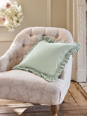 Shabby Chic by Rachel Ashwell® Blue Cotton Linen Ruffle Edge Cushion - Image 1 of 9