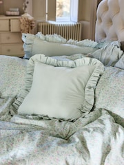 Shabby Chic by Rachel Ashwell® Blue Cotton Linen Ruffle Edge Cushion - Image 3 of 9