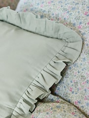 Shabby Chic by Rachel Ashwell® Blue Cotton Linen Ruffle Edge Cushion - Image 5 of 9
