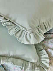 Shabby Chic by Rachel Ashwell® Blue Cotton Linen Ruffle Edge Cushion - Image 7 of 9