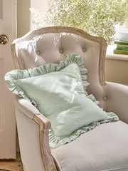 Shabby Chic by Rachel Ashwell® Blue Cotton Linen Ruffle Edge Cushion - Image 8 of 9