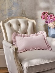 Shabby Chic by Rachel Ashwell® Pink Cotton Linen Ruffle Edge Cushion - Image 6 of 9
