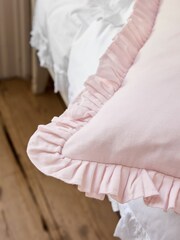 Shabby Chic by Rachel Ashwell® Pink Cotton Linen Ruffle Edge Cushion - Image 7 of 9