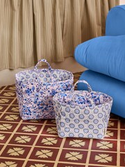 Cath Kidston Set of 2 Cream/Blue Floral Quilted Storage Bags - Image 1 of 7