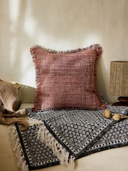 French Connection Paprika Wool Textured Fringe Cushion - Image 1 of 5