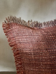 French Connection Paprika Wool Textured Fringe Cushion - Image 2 of 5