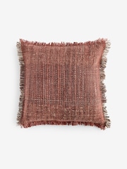 French Connection Paprika Wool Textured Fringe Cushion - Image 3 of 5