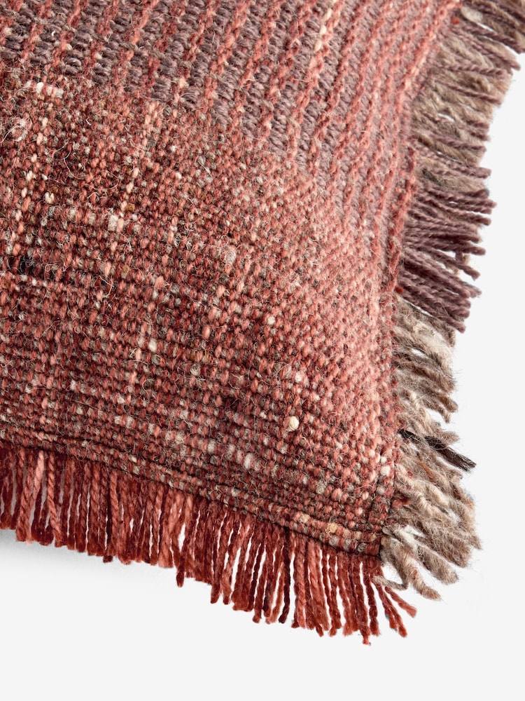 French Connection Paprika Wool Textured Fringe Cushion - Image 5 of 5