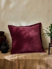 French Connection Burgundy Red Washed Velvet Cushion - Image 1 of 5