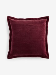 French Connection Burgundy Red Washed Velvet Cushion - Image 3 of 5