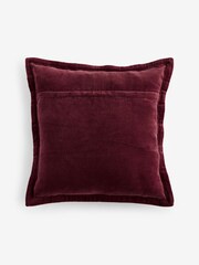 French Connection Burgundy Red Washed Velvet Cushion - Image 4 of 5