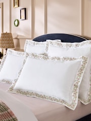 Nina Campbell Set of 2 White Lilah Embroidered 200 Thread Count Pillowcases - Image 1 of 4