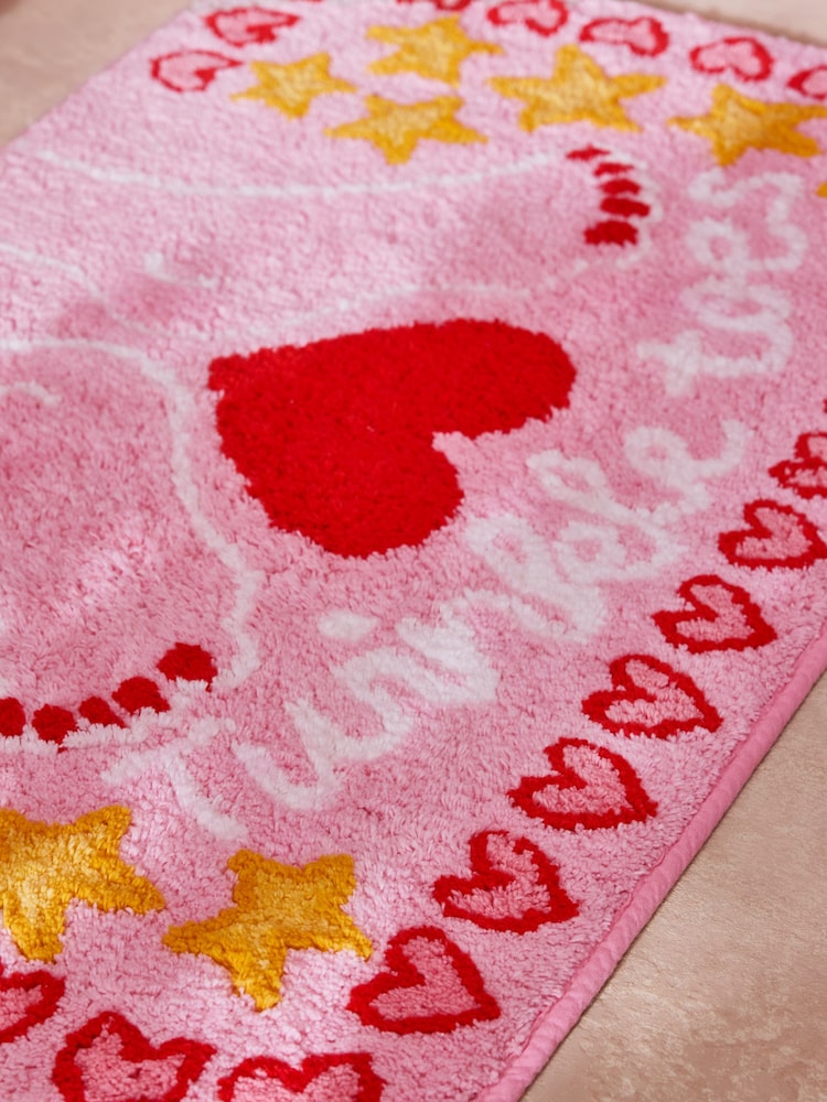 Cath Kidston Pink Twinkle Toes Slogan 100% Cotton Bath Mat - Image 2 of 3