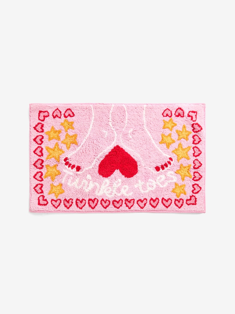Cath Kidston Pink Twinkle Toes Slogan 100% Cotton Bath Mat - Image 3 of 3