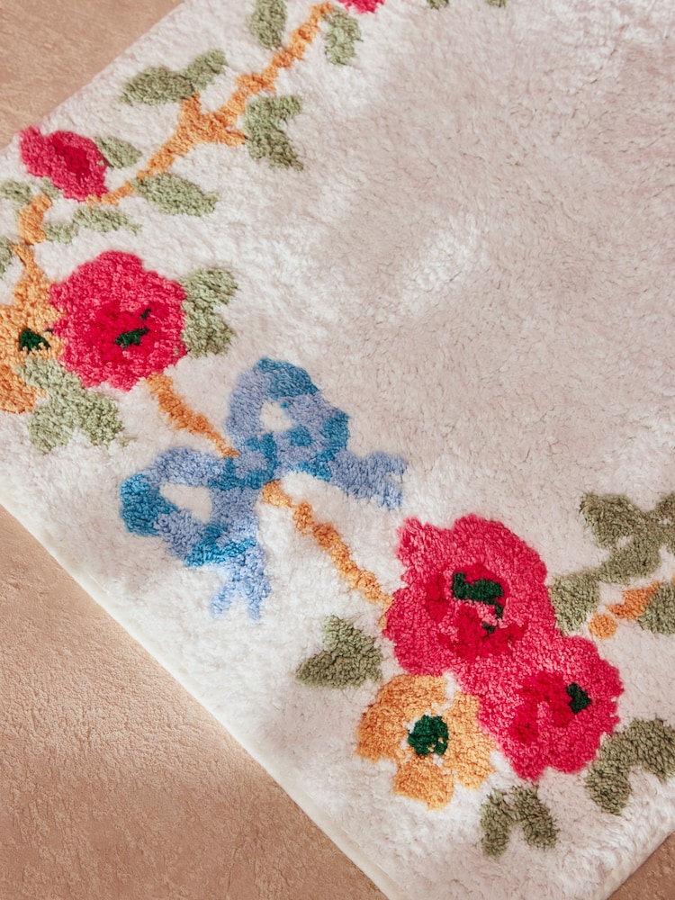 Cath Kidston Floral Rose and Bows 100% Cotton Bath Mat - Image 2 of 3