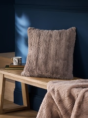 Clarke and Clarke Mink Brown Texture Faux Fur Cushion - Image 1 of 2