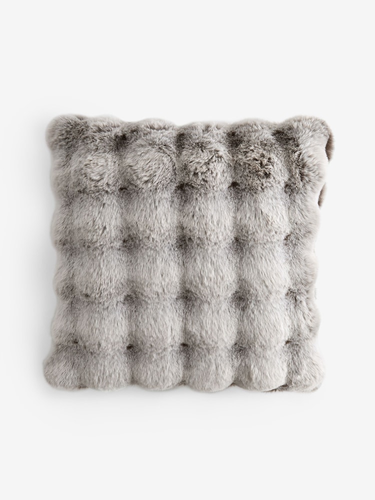 Clarke and Clarke Grey Bubble Faux Fur Cushion - Image 4 of 4