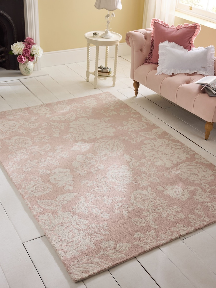 Shabby Chic by Rachel Ashwell® Pink Stipple Floral Wool Tufted Rug - Image 1 of 5