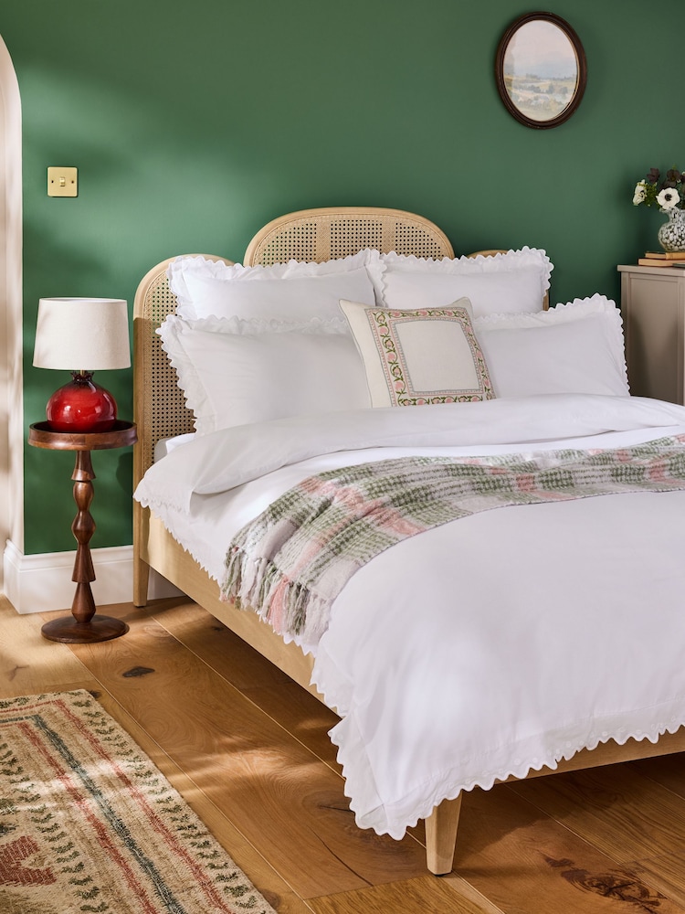 Nina Campbell White Jester Scallop Spot 200 Thread Count Duvet Cover and Pillowcase Set - Image 2 of 5 Nina Campbell White Jester Scallop Spot 200 Thread Count Duvet Cover and Pillowcase Set - Image 2 of 5