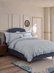 Nina Campbell Blue Melton Stripe Frill 200 Thread Count Duvet Cover and Pillowcase Set - Image 1 of 4