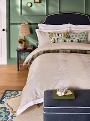 Nina Campbell Natural Fleur Embroidered 200 Thread Count Duvet Cover and Pillowcase Set - Image 3 of 5