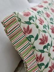 Nina Campbell Red Lotus Trellis Embroidered Feather Filled Cushion - Image 3 of 3
