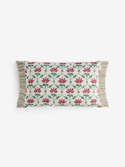 Nina Campbell Red Lotus Trellis Embroidered Feather Filled Cushion - Image 4 of 5