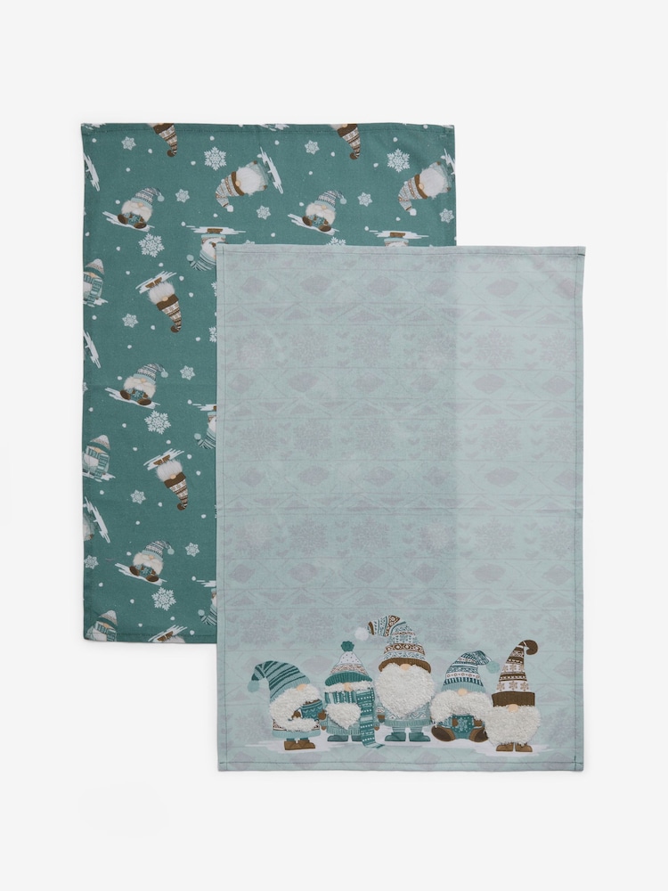 Set of 2 Blue Christmas Gonk Tea Towels - Image 4 of 4