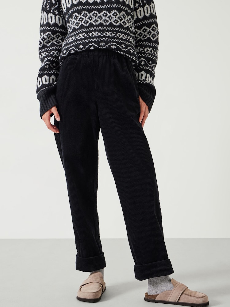 Hush Black Lisa Corduroy 100% Cotton Joggers - Image 1 of 5