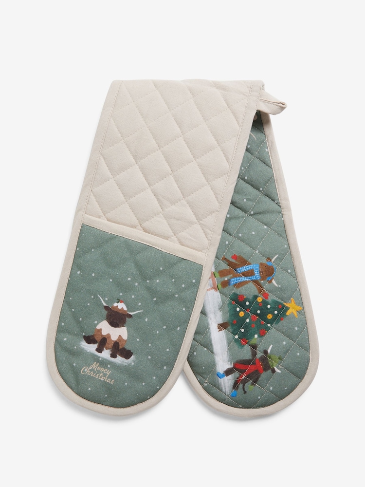 Green Christmas Hamish Double Oven Gloves - Image 5 of 5
