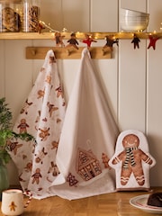 Set of 3 Natural Christmas Gingerbread Oven Mitt and Tea Towel Bundle - Image 1 of 3