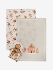 Set of 3 Natural Christmas Gingerbread Oven Mitt and Tea Towel Bundle - Image 3 of 3