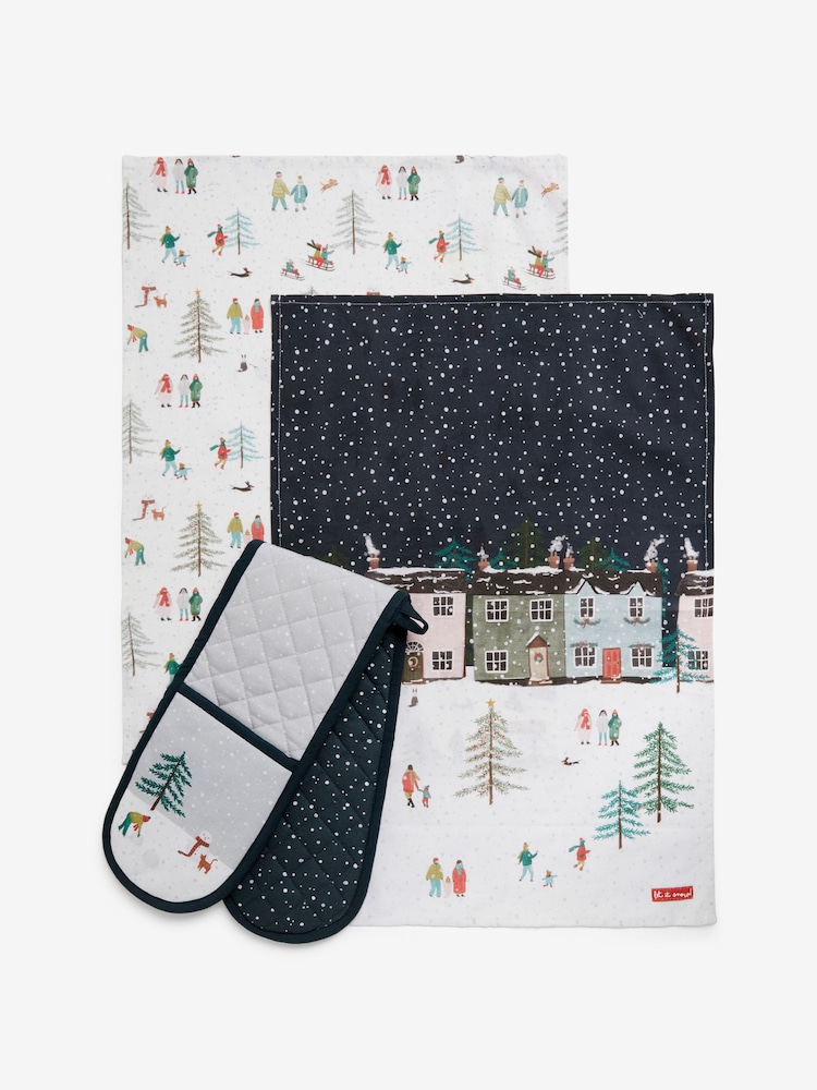 Set of 3 Navy Christmas Scene Tea Towels - Image 5 of 5 Set of 3 Navy Christmas Scene Tea Towels - Image 5 of 5
