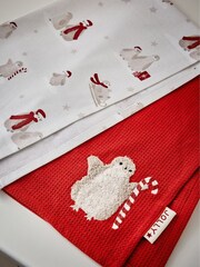 Set of 2 Red Christmas Penguin Tea Towels - Image 2 of 4