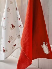 Set of 2 Red Christmas Penguin Tea Towels - Image 3 of 4