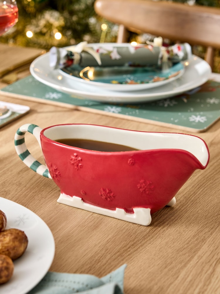 Red Christmas Sleigh Gravy Boat - Image 1 of 5